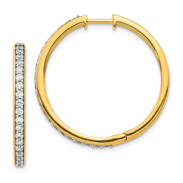 14K Gold Diamond-Accented Hinged Hoop Earrings - Style GR1-1020937