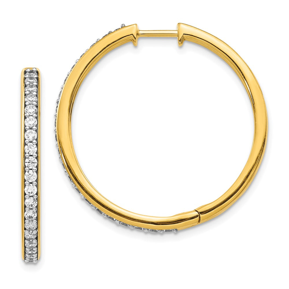 High-Quality 14K Gold Diamond-Accented Hinged Hoop Earrings - Stylish Value