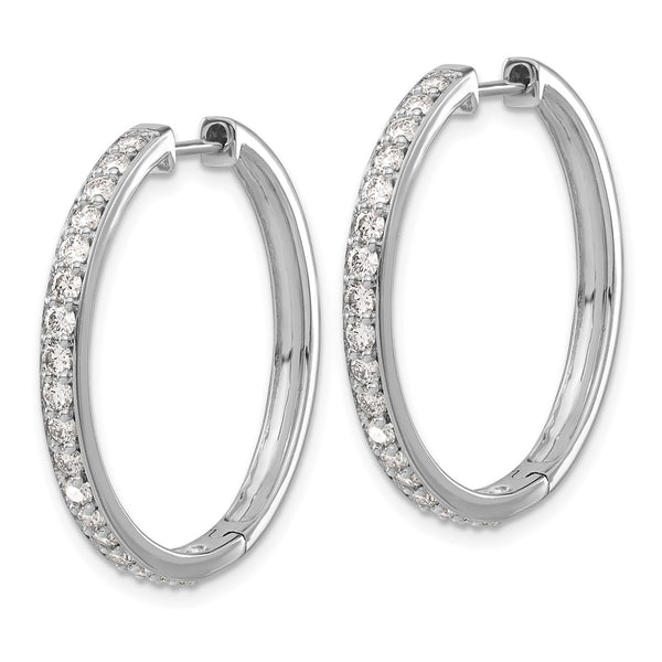 14K White Gold Diamond-Accented Hoop Earrings - 1.5" - Style GR1-1021133