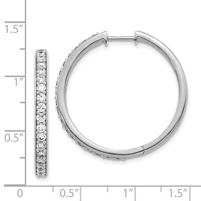 Buy Stylish 14K White Gold Diamond-Accented Hoop Earrings - 1.5"-4