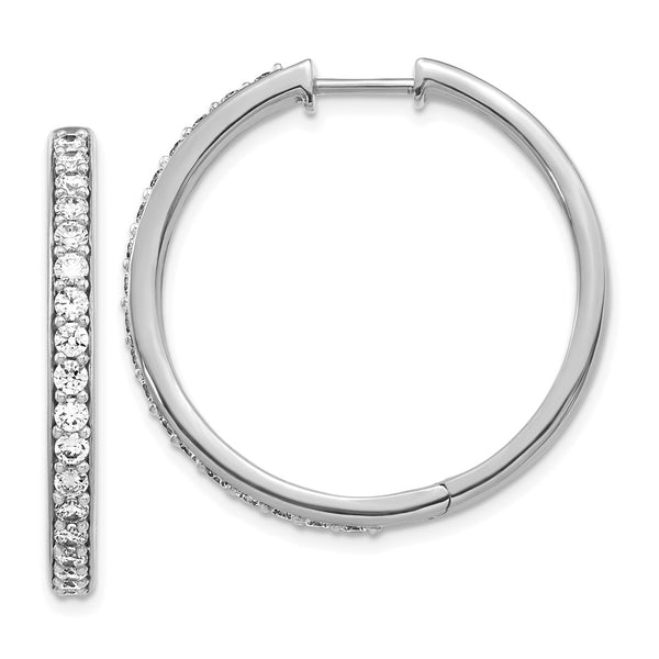 14K White Gold Diamond-Accented Hoop Earrings - 1.5" - Style GR1-1021133