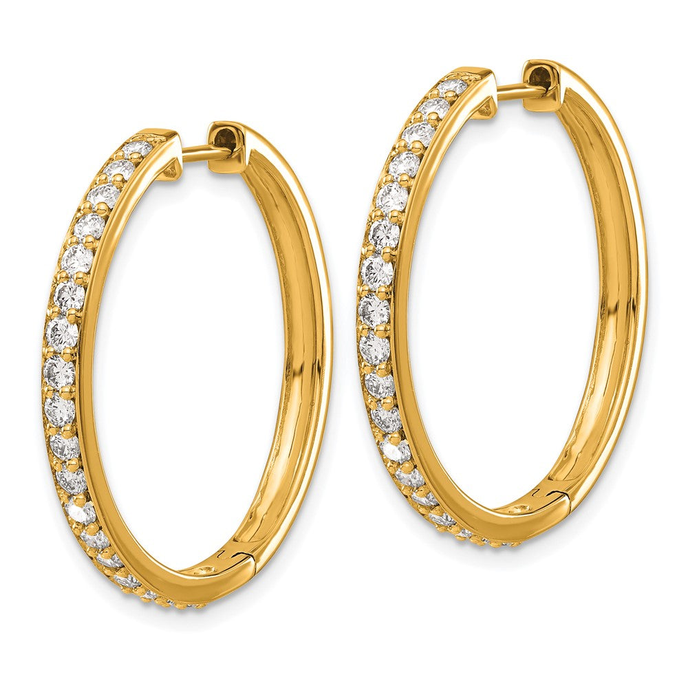 Designer 14K Gold Diamond-Accented Hinged Hoop Earrings - Stylish Luxury