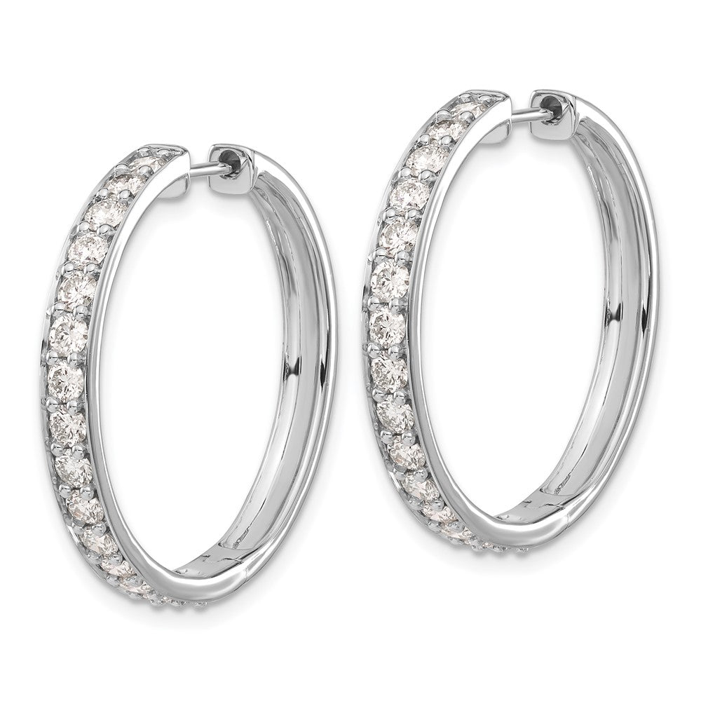 Exclusive 14K White Gold Diamond-Accented Hinged Hoop Earrings - Stylish Value!