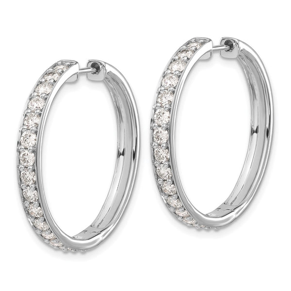 Exclusive 14K White Gold Diamond-Accented Hinged Hoop Earrings - Stylish Value!