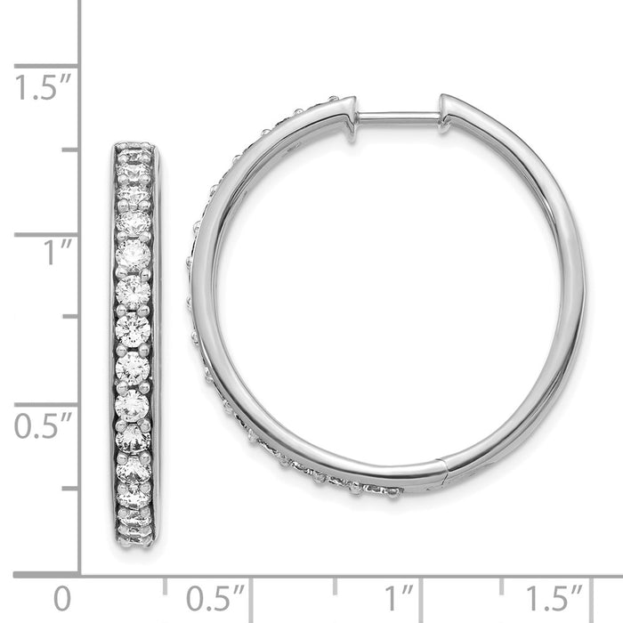 Exclusive 14K White Gold Diamond-Accented Hinged Hoop Earrings - Stylish Value!-4