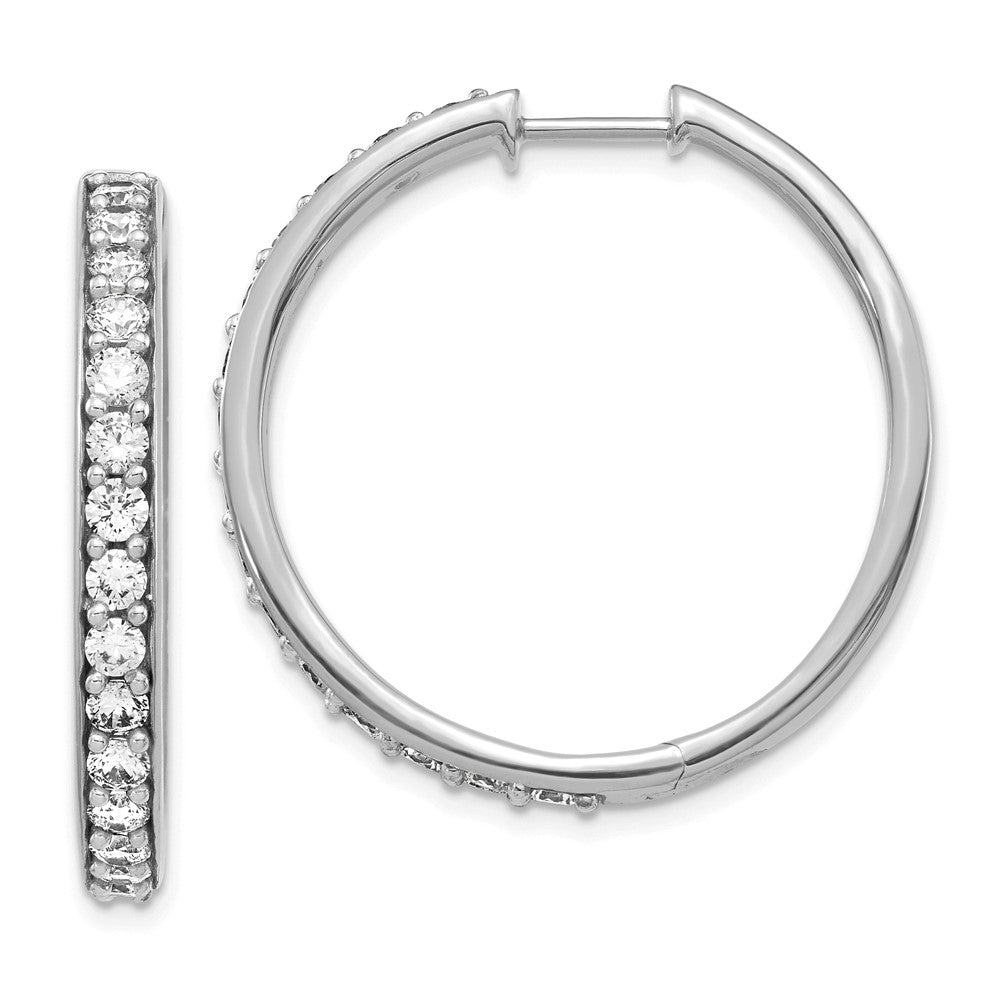 Exclusive 14K White Gold Diamond-Accented Hinged Hoop Earrings - Stylish Value!