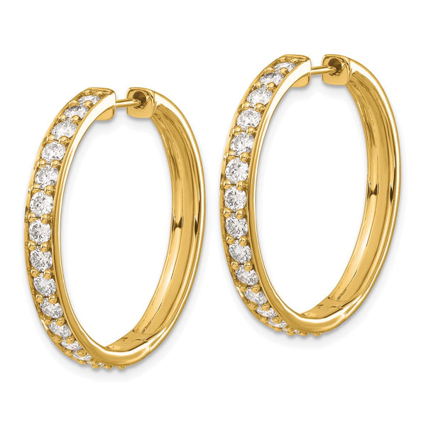 14K Gold Diamond-Accented Hinged Hoop Earrings - Style GR1-1016521