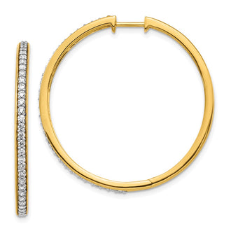 Buy Stylish 14K Gold Diamond-Accented Hinged Hoop Earrings - 1.5" Premium Design