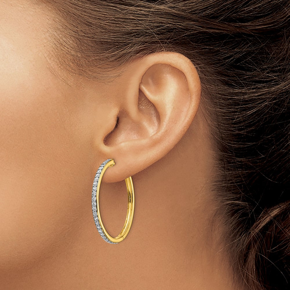 Shop Stylish 14K Gold Diamond-Accented Hinged Hoop Earrings - Value Set!