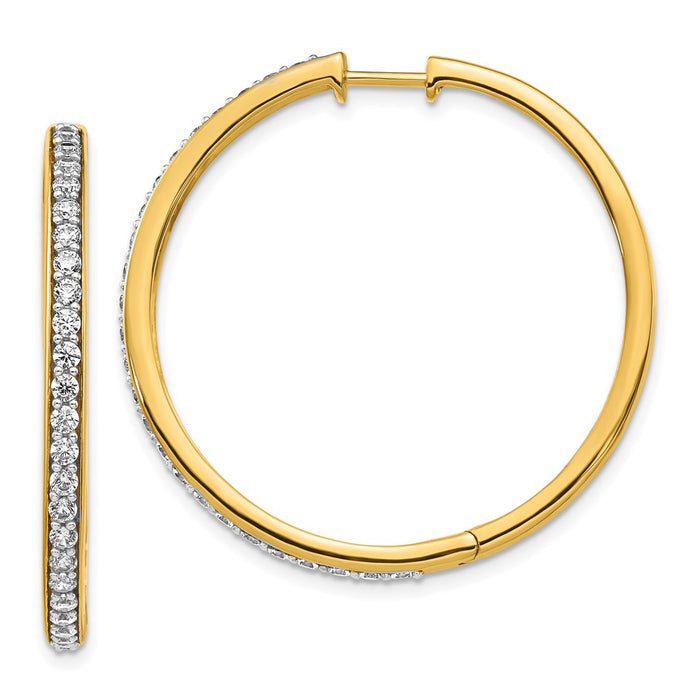 Shop Stylish 14K Gold Diamond-Accented Hinged Hoop Earrings - Value Set!-1
