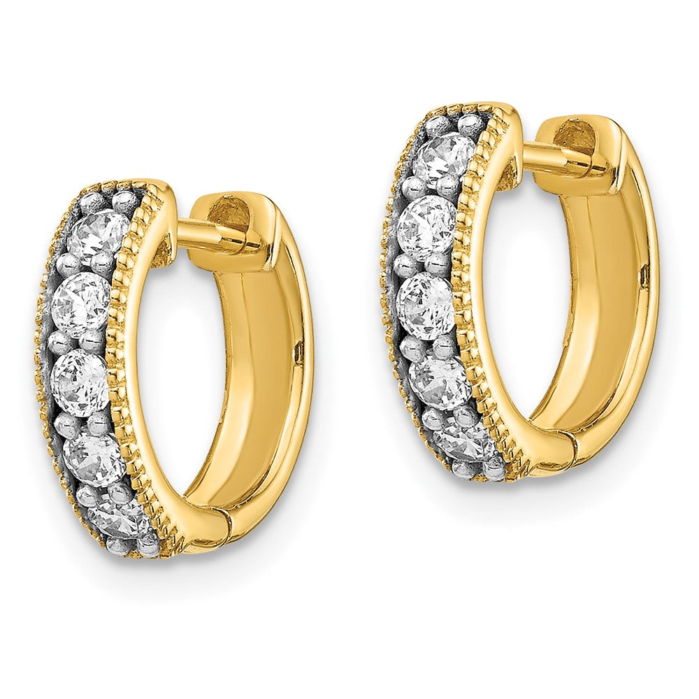 Buy Exclusive 10K Yellow Gold Diamond-Accented Milgrain Hoop Earrings