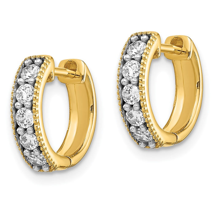 Buy Exclusive 10K Yellow Gold Diamond-Accented Milgrain Hoop Earrings-2