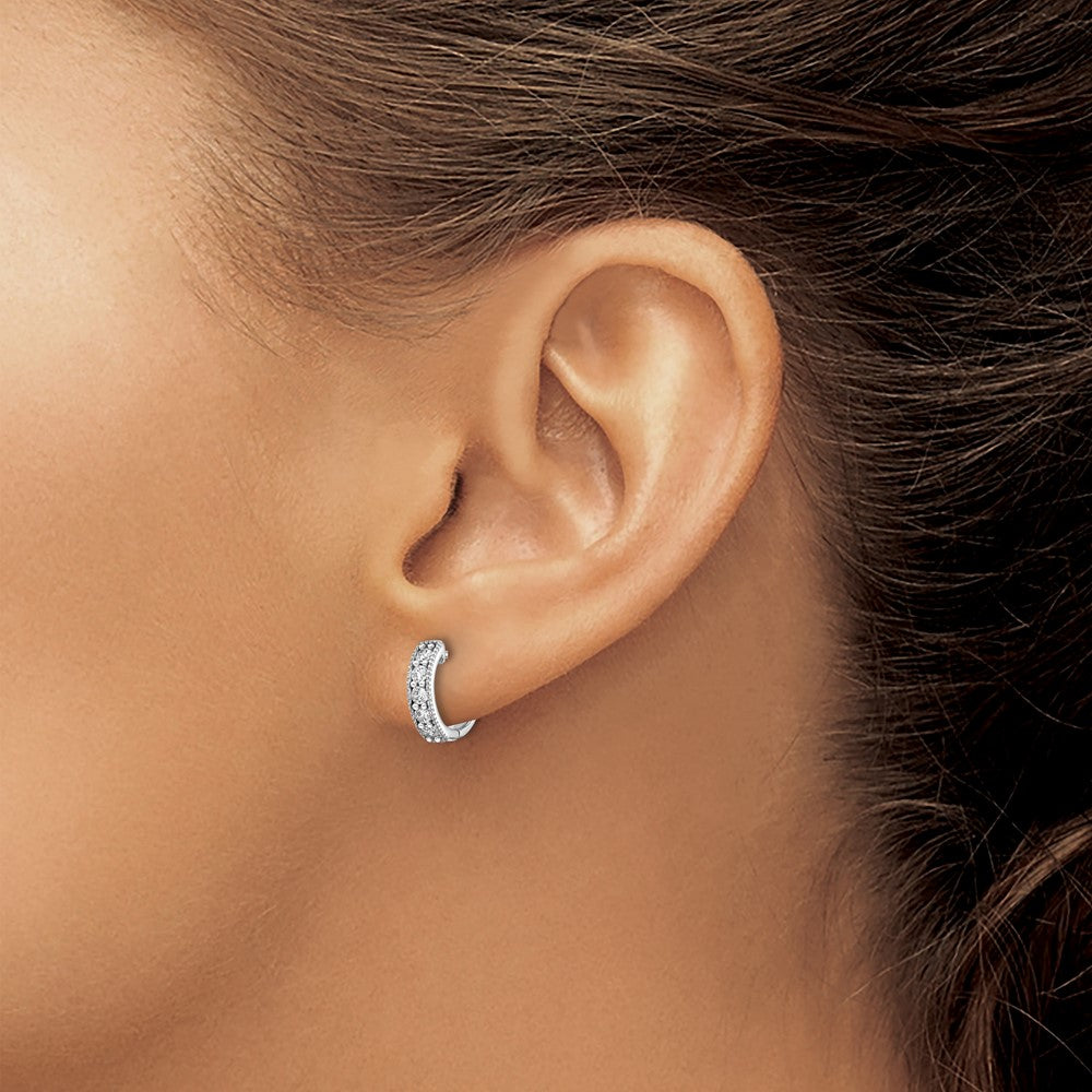 High-Quality 14K White Gold Hinged Hoop Earrings - 1/3 Carat Lab-Grown Diamond, Stylish Milgrain Detail
