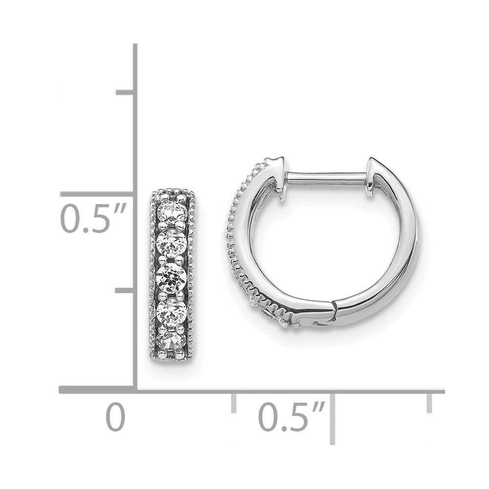 Exclusive 14K White Gold Diamond-Accented Hinged Hoop Earrings - Stylish Value