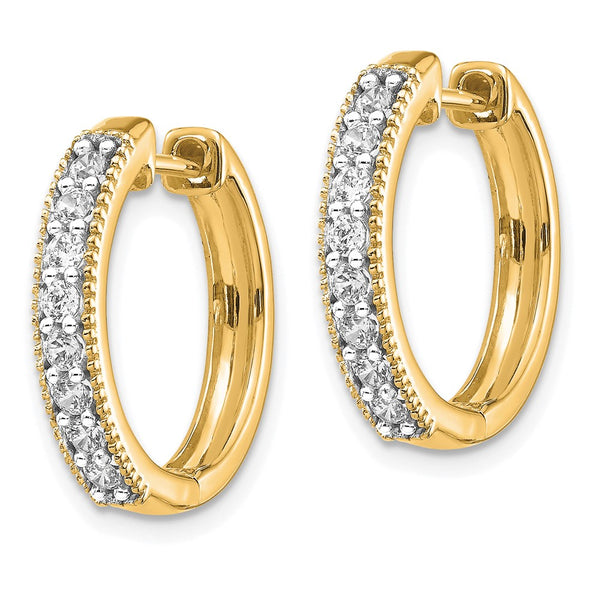 10K Yellow Gold Diamond-Accented Hinged Hoop Earrings