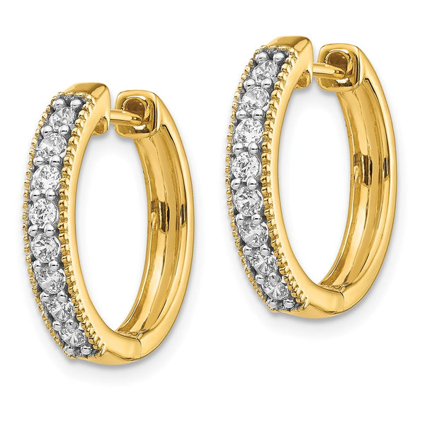 14K Yellow Gold Diamond-Accented Hinged Hoop Earrings - Style GR1-1016533