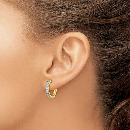 Shop Stylish 14K Yellow Gold Diamond-Accented Hinged Hoop Earrings