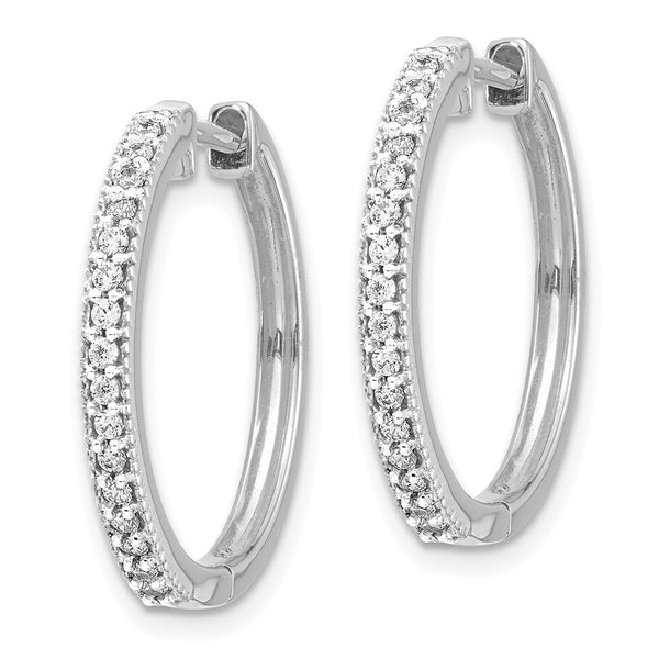 14K White Gold Diamond-Accented Milgrain Hoop Earrings - Style GR1-1002770