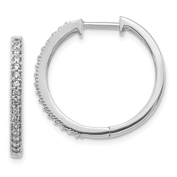 14K White Gold Diamond-Accented Milgrain Hoop Earrings - Style GR1-1002770