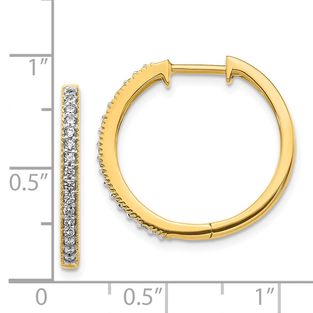 Designer 14K Yellow Gold Diamond-Accented Milgrain Hoop Earrings - Affordable Luxury
