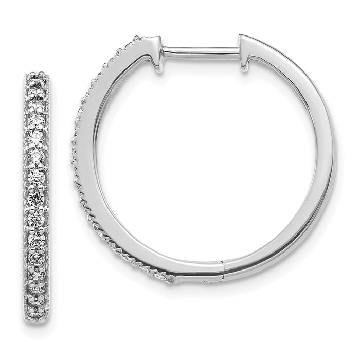 High-Quality 14K White Gold Diamond-Accented Hoop Earrings | Stylish Value-1