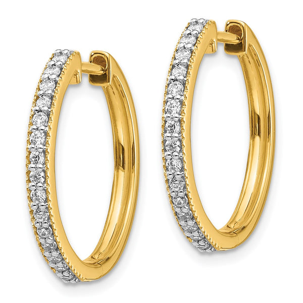 14K Yellow Gold Diamond-Accented Hinged Hoop Earrings - Style GR1-1016540