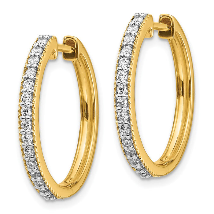 Order Stylish 14K Yellow Gold Diamond-Accented Hinged Hoop Earrings - Luxury Design-2