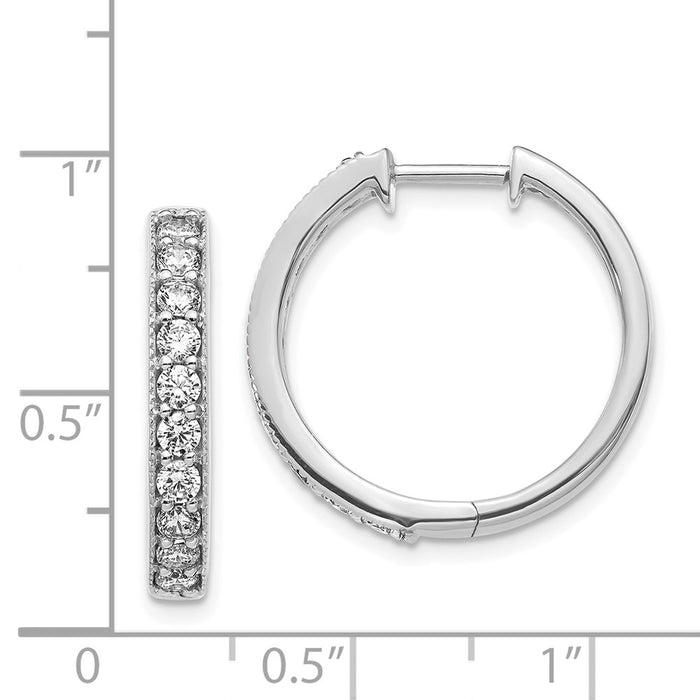 Buy Stylish 14K White Gold Diamond-Accented Hinged Hoop Earrings-4