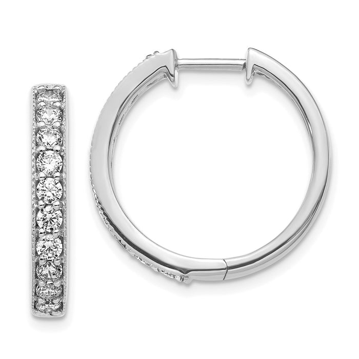 Buy Stylish 14K White Gold Diamond-Accented Hinged Hoop Earrings-1