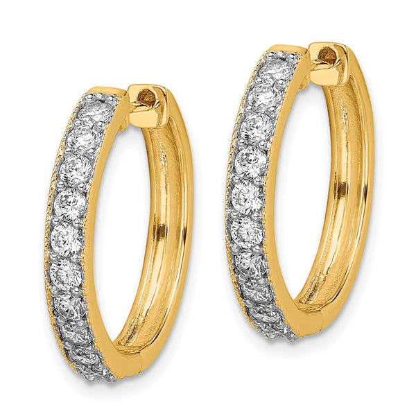 14K Yellow Gold Diamond-Accented Milgrain Hoop Earrings - Style GR1-1016546
