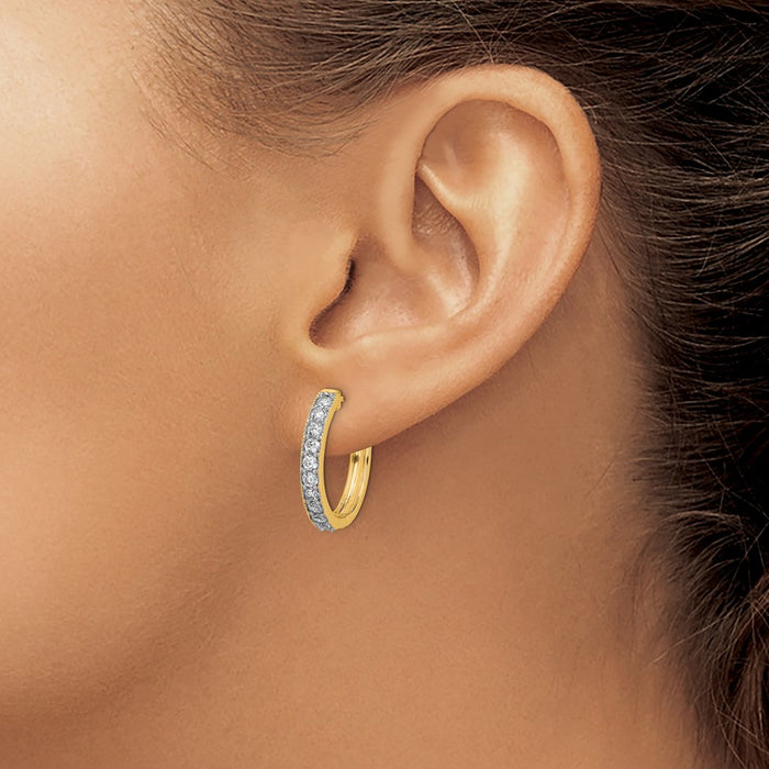 Exclusive 14K Yellow Gold Diamond-Accented Milgrain Hoop Earrings - Stylish Value-3