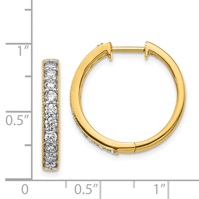 Exclusive 14K Yellow Gold Diamond-Accented Milgrain Hoop Earrings - Stylish Value-4