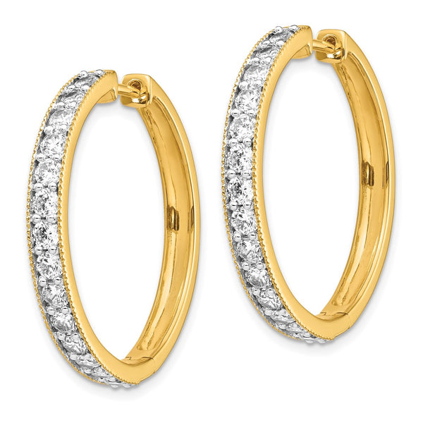 Shop Stylish 14K Yellow Gold Diamond-Accented Hinged Hoop Earrings - 1.5"
