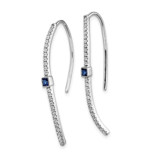 Shop Exclusive 14K White Gold Sapphire & Diamond Earrings - Stylish Luxury!