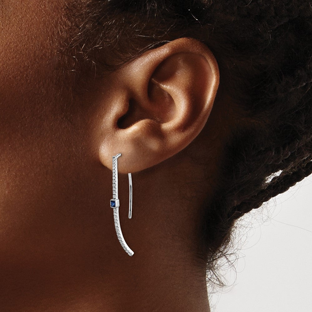 Shop Exclusive 14K White Gold Sapphire & Diamond Earrings - Stylish Luxury!