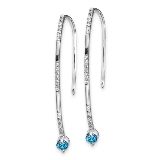 Shop Exclusive 14K White Gold Blue Topaz & Diamond Earrings - Stylish Value