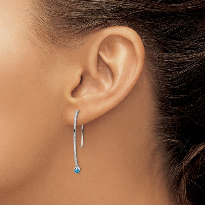 Shop Exclusive 14K White Gold Blue Topaz & Diamond Earrings - Stylish Value-3