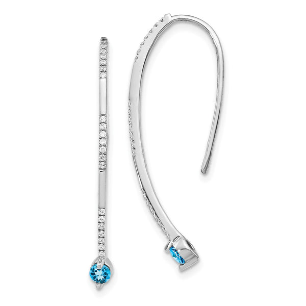 14K White Gold Blue Topaz & Diamond Earrings - Style GR1-1002901