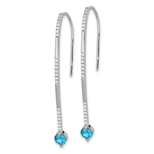 Buy Stylish 14K White Gold Earrings with Diamond Accents & Blue Topaz, 5.5g