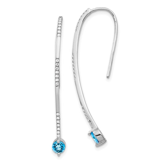 Buy Stylish 14K White Gold Earrings with Diamond Accents & Blue Topaz, 5.5g
