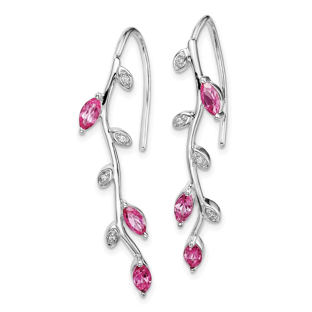 High-Quality 14K White Gold Earrings with Diamonds & Pink Sapphires - Stylish Value