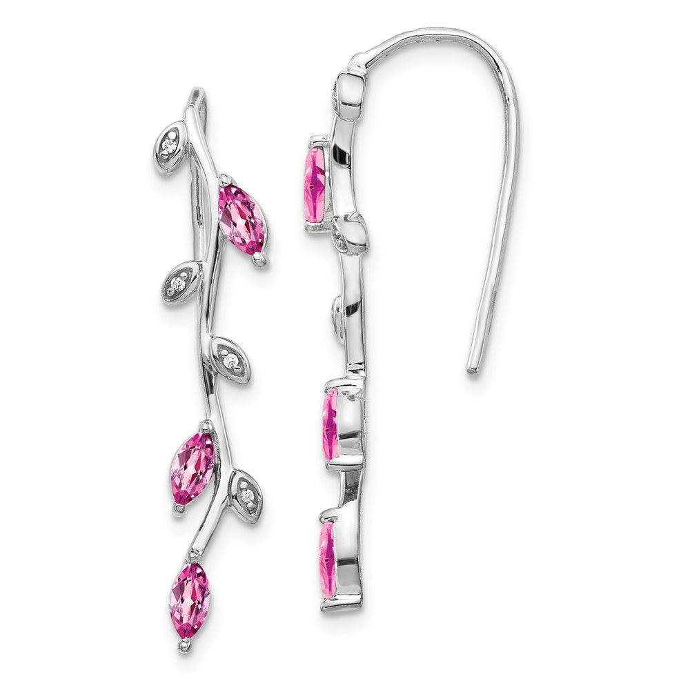 High-Quality 14K White Gold Earrings with Diamonds & Pink Sapphires - Stylish Value