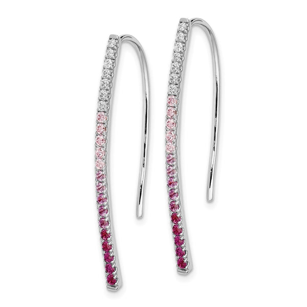 14K White Gold Earrings with Diamonds & Pink Sapphires - Style GR1-1016573