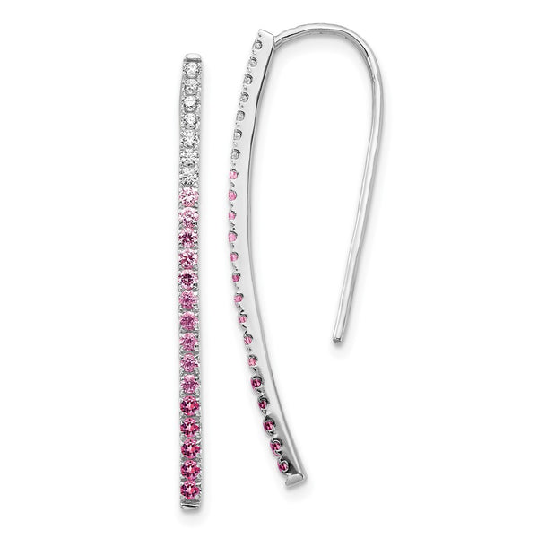 14K White Gold Earrings with Diamonds & Pink Sapphires - Style GR1-1016573