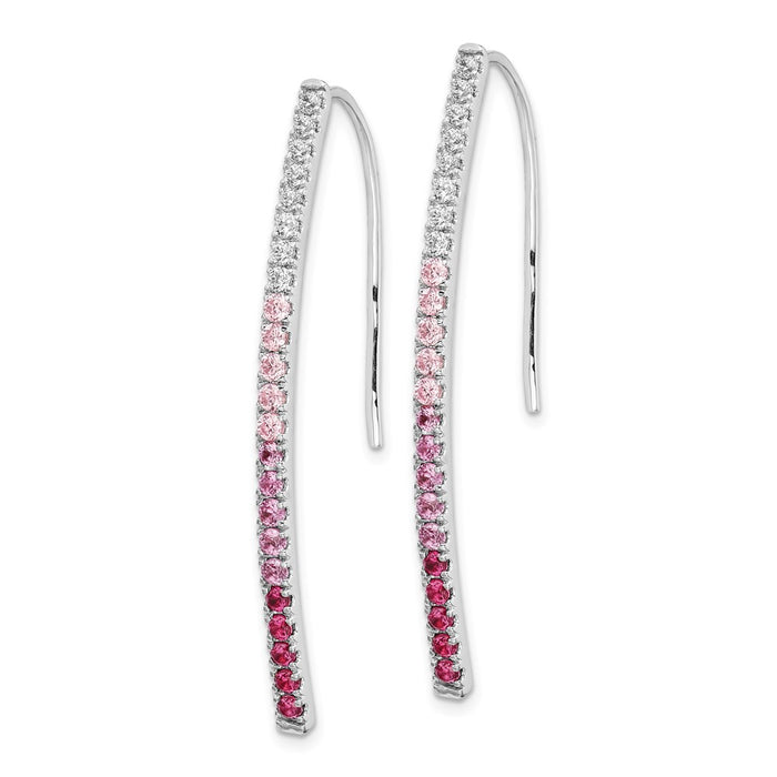 Exclusive 14K White Gold Earrings with Diamonds & Pink Sapphires - Affordable Luxury-2