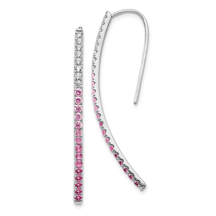 Exclusive 14K White Gold Earrings with Diamonds & Pink Sapphires - Affordable Luxury-1