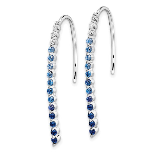 Buy Exclusive 10K White Gold Diamond & Sapphire Earrings - Stylish Luxury