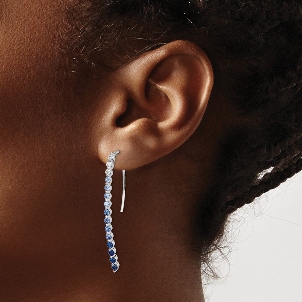 High-Quality 14K White Gold Sapphire & Diamond Earrings - Stylish Value Jewelry