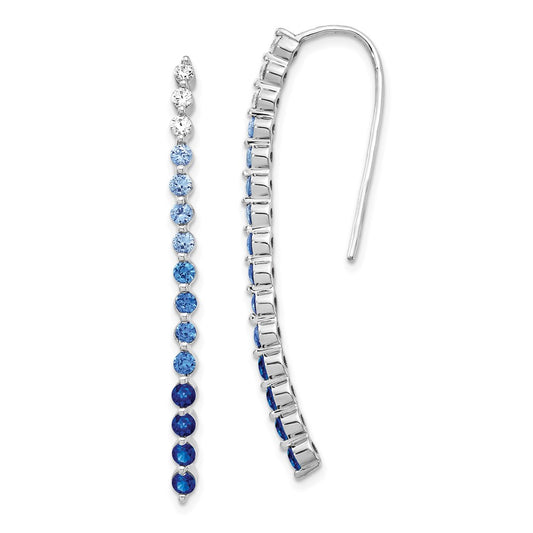 High-Quality 14K White Gold Sapphire & Diamond Earrings - Stylish Value Jewelry