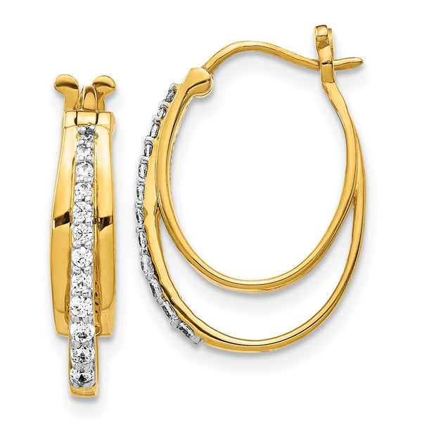 14K Gold Diamond Hoop Earrings - Style GR1-1016589